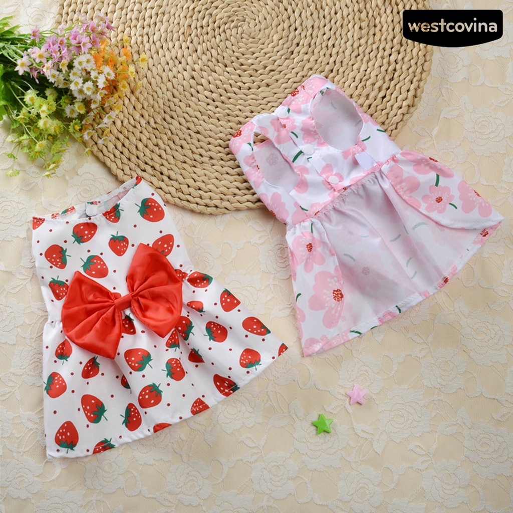 [COD]♞Đầm Không Tay Mềm Mại In Họa Tiết Hoa Dành Cho Cún Cưng