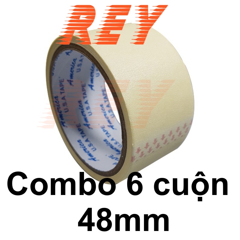 COMBO 6 cuộn băng keo giấy chặn màu cố định tranh nhiều size 12mm 24mm 48mm