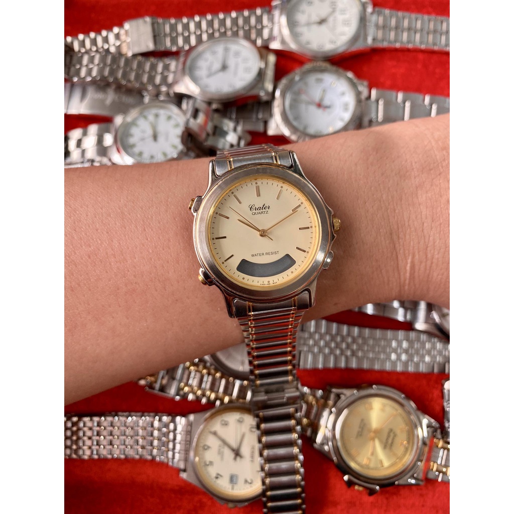 Đồng hồ nữ tay to size 32~38mm, một số nam tay nhỏ đeo được, thép không rĩ sáng bóng 2hand, vintage bãi Nhật