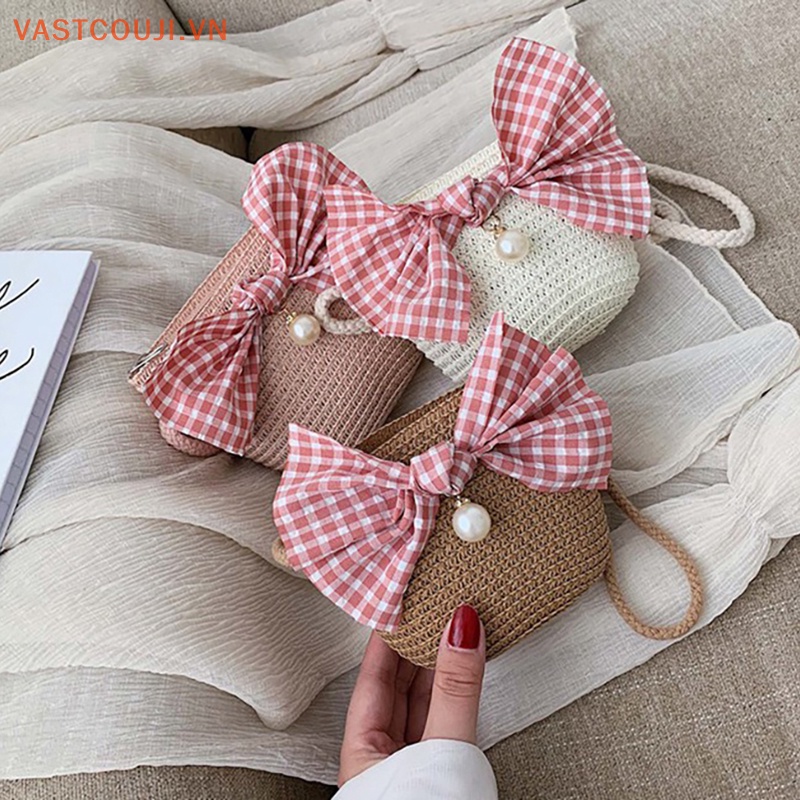 Túi Xách Đan Mây Thủ Công Họa Tiết Hoạt Hình Dễ Thương Cho Bé Gái