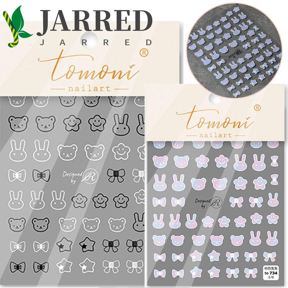 JARRED Miếng Dán Trang Trí Móng Tay 5D Tự Dính Hình Ngôi Sao / Thỏ Màu Đen Xinh Xắn