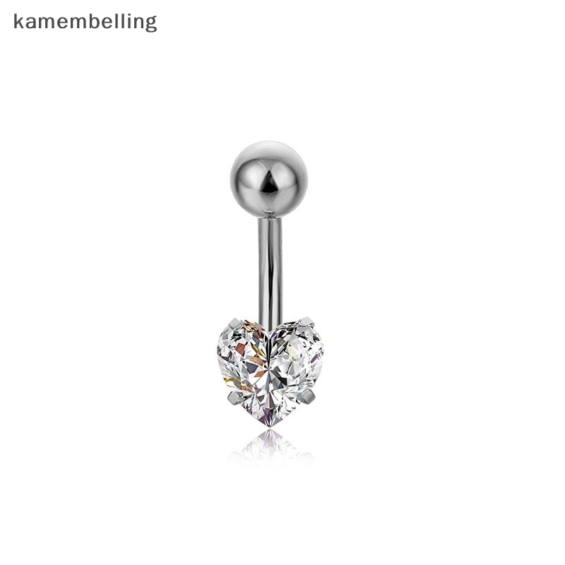 Kamembelling Khuyên Rốn Đính Đá Zircon Vuông Tròn Bằng Thép Không Gỉ Trang Sức Múa Bụng Cổ Điển