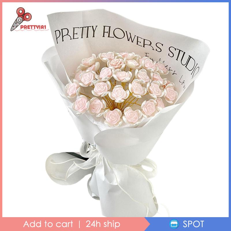 [Prettyia1] 18 Bông Hoa Hồng Giả Bằng Giấy Gói Quà DIY Đáng Yêu