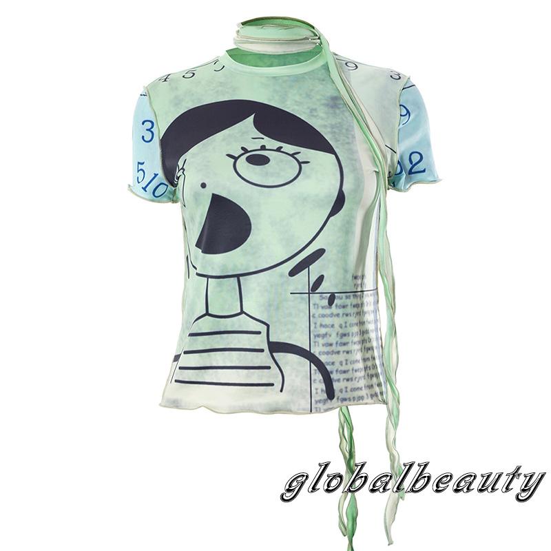 Áo Thun Tay Ngắn Cổ Tròn In Họa Tiết Nhân Vật Anime Thời Trang Mùa Hè Cho Nữ