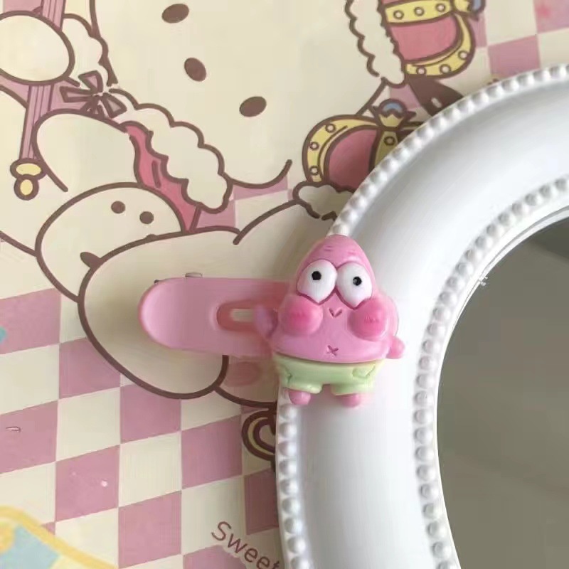 Kẹp Tóc Hình SpongeBob / Ngôi Sao / Trái Tim Nhỏ Dễ Thương Thời Trang Mùa Hè Cho Nữ Thẻ