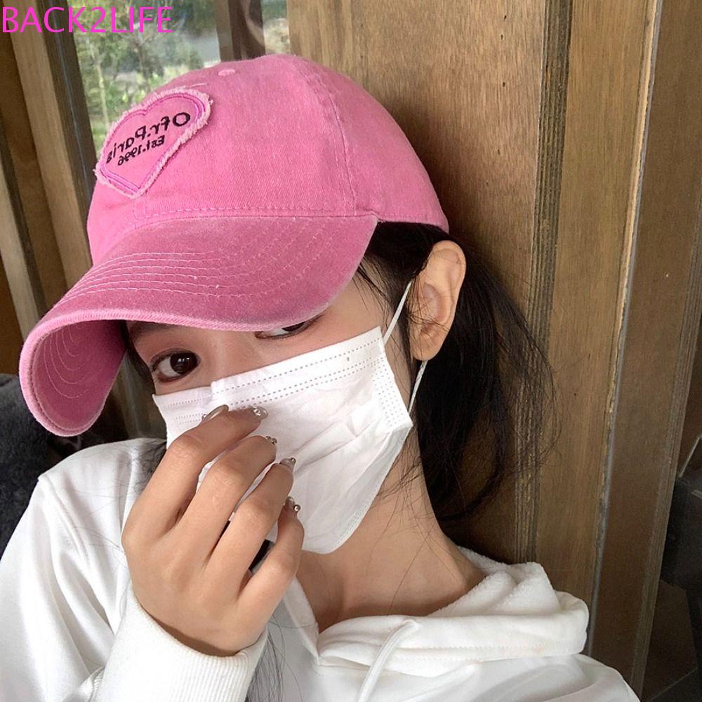 BACK2LIFE Mũ Lưỡi Trai Chống Nắng Họa Tiết Trái Tim Phong Cách Hàn Quốc Cổ Điển Thời Trang Cho Nữ