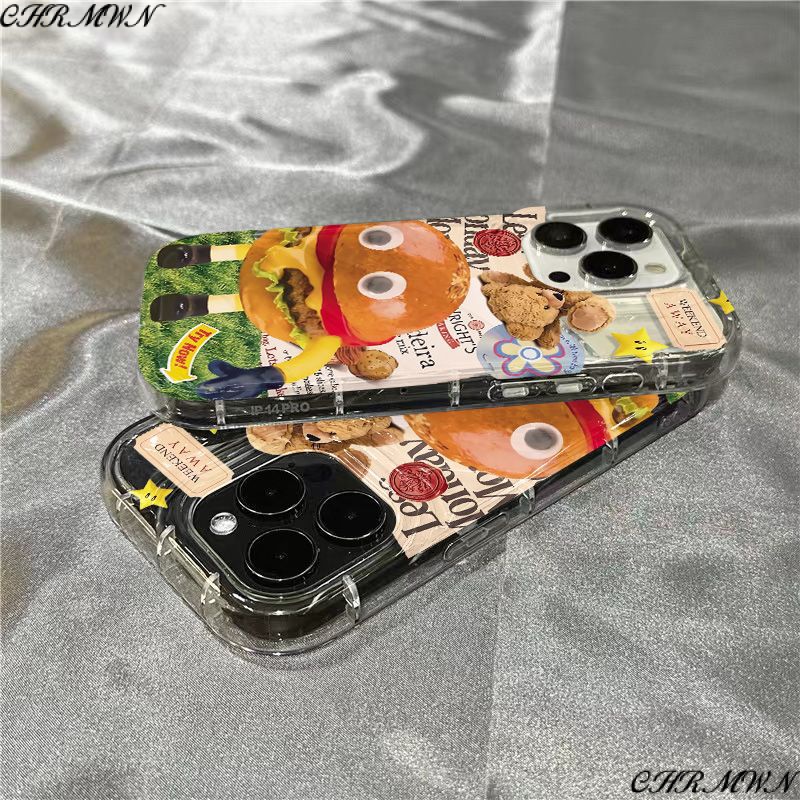 Ốp Điện Thoại Mềm Trong Suốt Hình Burger Vui Nhộn Cho iPhone14promax 1312 / 11 7 / 8plus xr / sins G4FV