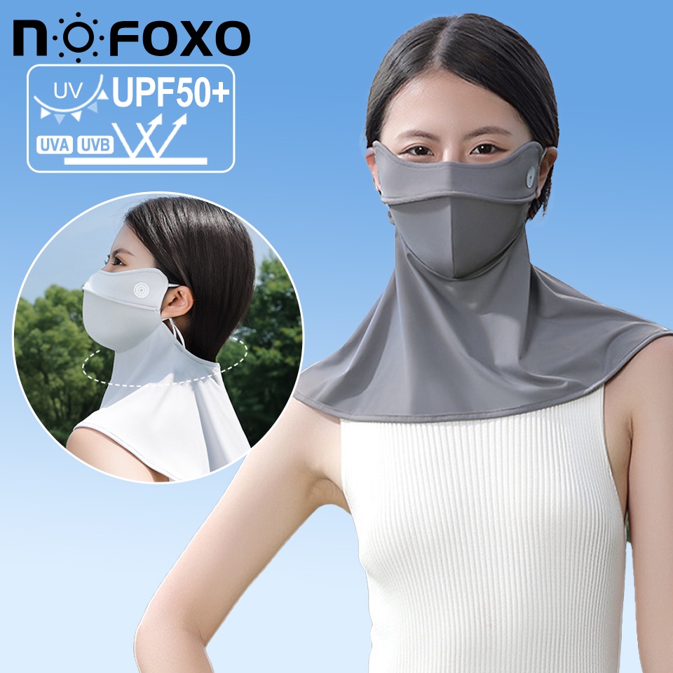 NOFOXO UPF50+ Khẩu Trang Chống Nắng Bằng Lụa Lạnh Thoáng Khí Chống Tia UV Bảo Vệ Mắt Cho Nữ Bảo Vệ Khuôn Mặt Chống Nắng Cổ