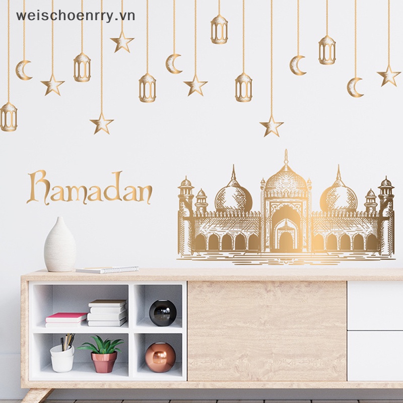 Sticker Dán Cửa Sổ Họa Tiết Eid Mubarak Ramadan Trang Trí Tiệc Hồi Giáo