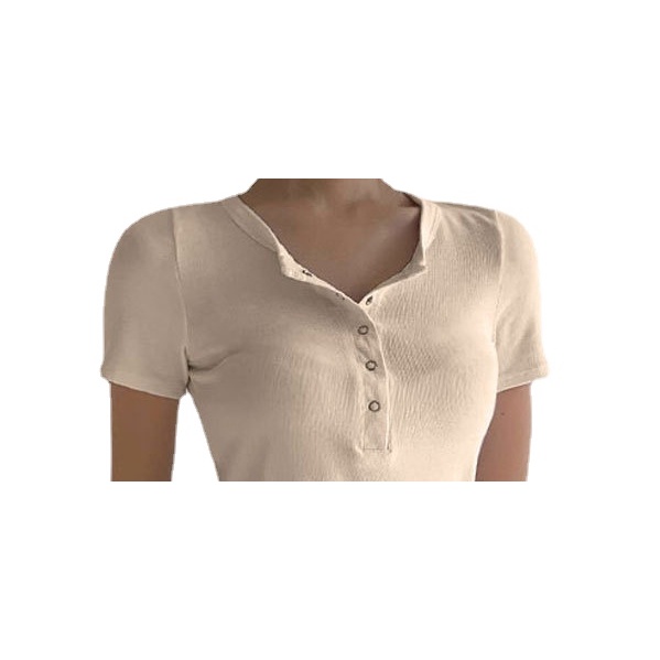 Yoga Sports Top Short Sleeve Button rèn luyện và mặc hàng ngày