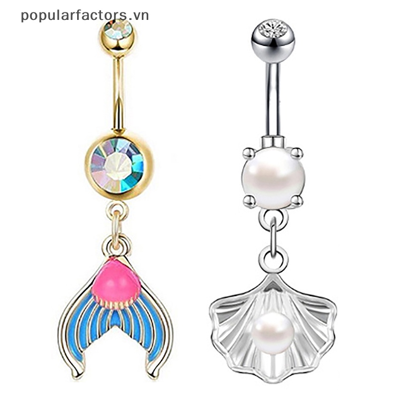 Set 1 Khuyên Rốn Bằng Thép Không Gỉ Đính Ngọc Trai Thời Trang Cho Nữ