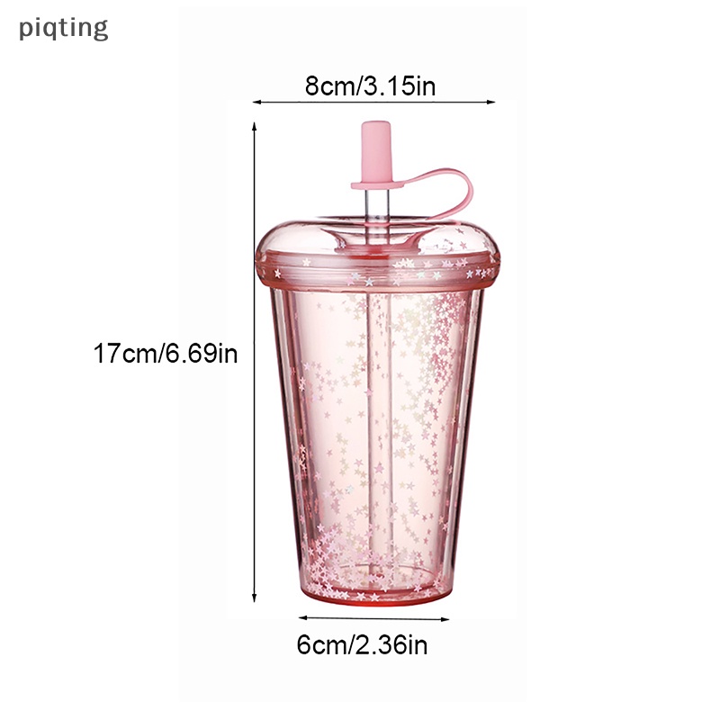 Bình Nước Nhựa Trong Suốt Dung Tích 320ml Kèm Ống Hút Tiện Lợi