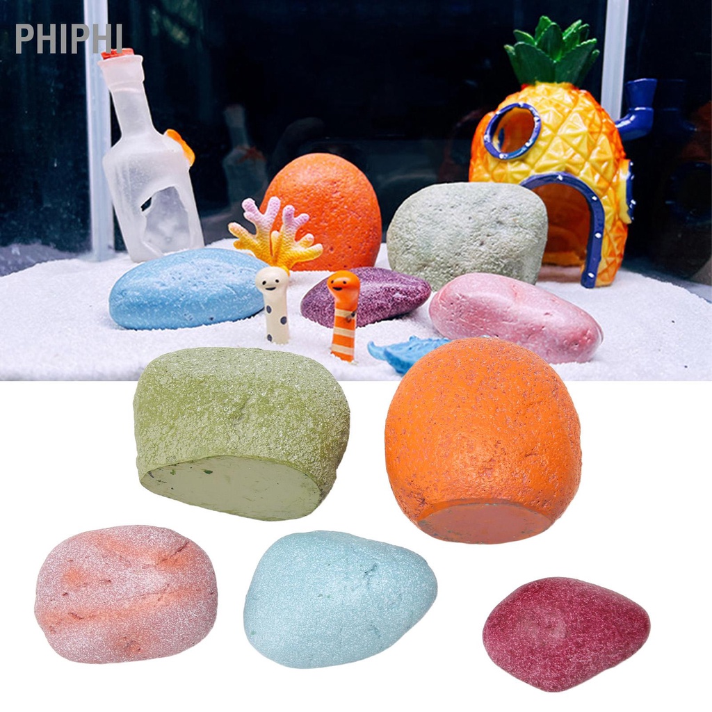 PHIPHI Có hàng sẵn 5 Chiếc Bể Cá Trang Trí Đá Màu Sáng Tạo Cảnh Quan Sông Tự Nhiên Cho
