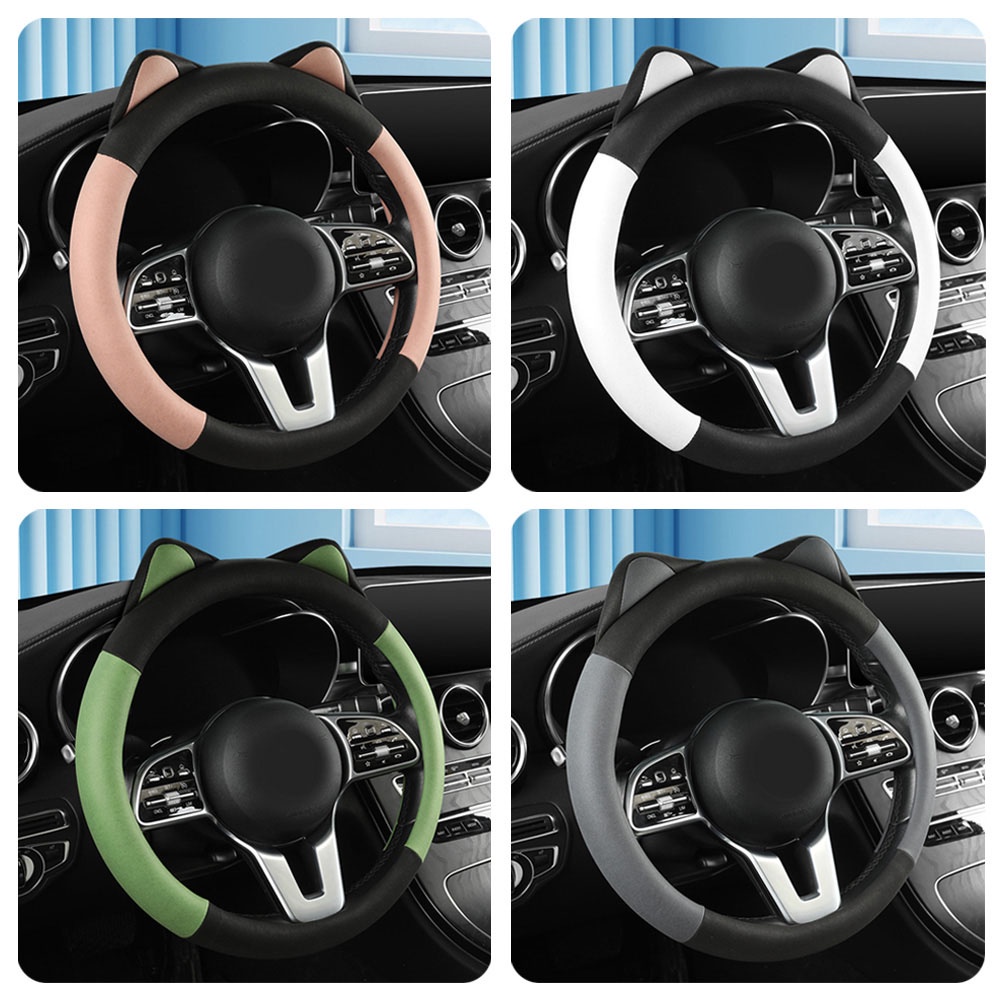 SuperAuto Bọc Vô Lăng Xe Hơi Bọc Vô Lăng Xe Hơi Bằng Da 38cm Vỏ Bọc Vô Lăng Xe Hơi