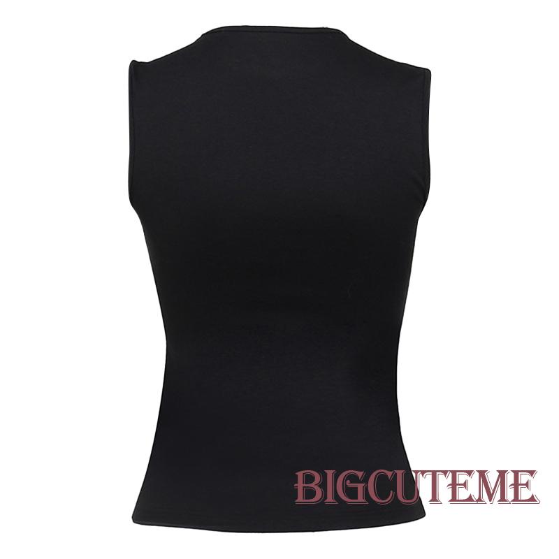 Áo Tank Top Sát Nách Cổ Tròn In Họa Tiết Lá Trừu Tượng Thời Trang Mùa Hè Cho Nữ