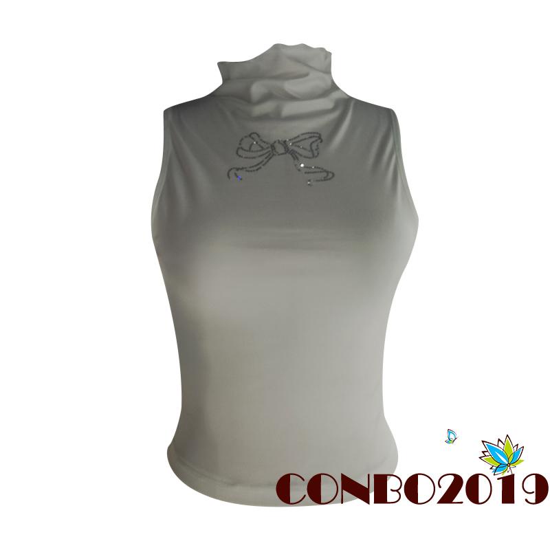 Hgm Áo Tank Top Không Tay Cổ Lọ Đính Nơ Thời Trang Đường Phố Mùa Hè Nóng Bỏng Cho Nữ
