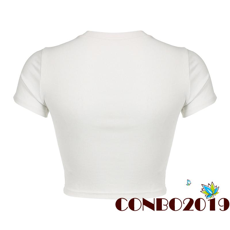 Áo Thun Crop Top Tay Ngắn Cổ Tròn In Họa Tiết Hoạt Hình Thời Trang Xuân Hè Cho Nữ