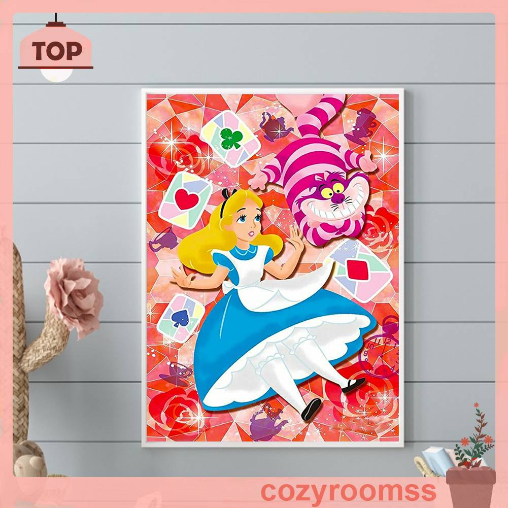 Bộ Tranh Đính Đá 5D Họa Tiết Alice Dễ Thương Độc Đáo DIY Dùng Trang Trí Nhà Cửa