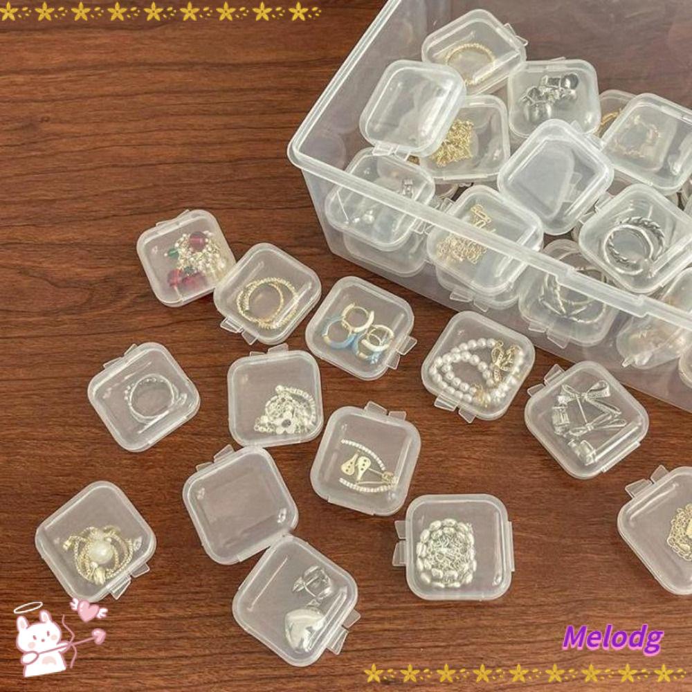 MELODG Set 24 Hộp Nhựa Mini Trong Suốt Đựng Trang Sức Chống Bụi