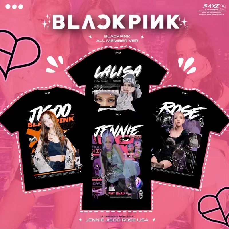 SHOPGAU Black Pink Áo Thun Unisex Form Rộng In Hình BLACKPINK 4 THÀNH VIÊN