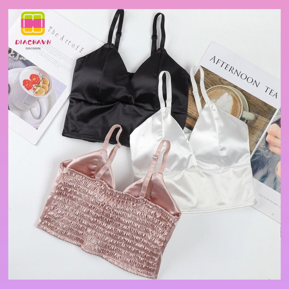 DIACHAVN Áo Lót Lụa Không Tay Cổ Chữ V Quyến Rũ Cho Nữ