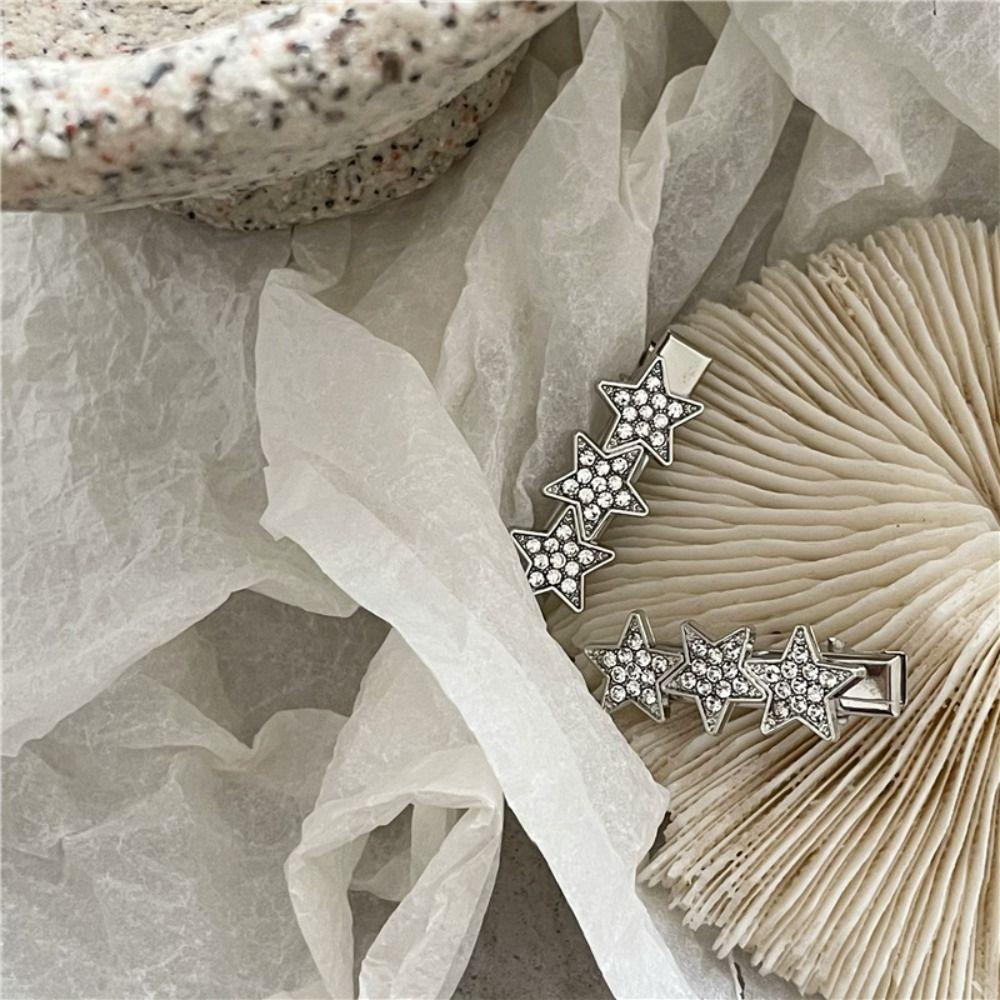 Kẹp Tóc Màu Bạc Hình Trái Tim Ngôi Sao Năm Cánh Cá Tính Cho Trẻ Em