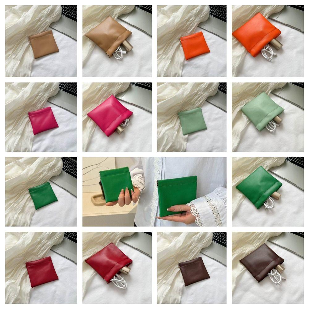 Túi Đựng Tiền Xu Mini Bằng Da PU Sức Chứa Lớn Tự Đóng Chống Rơi Cho Nam Và Nữ