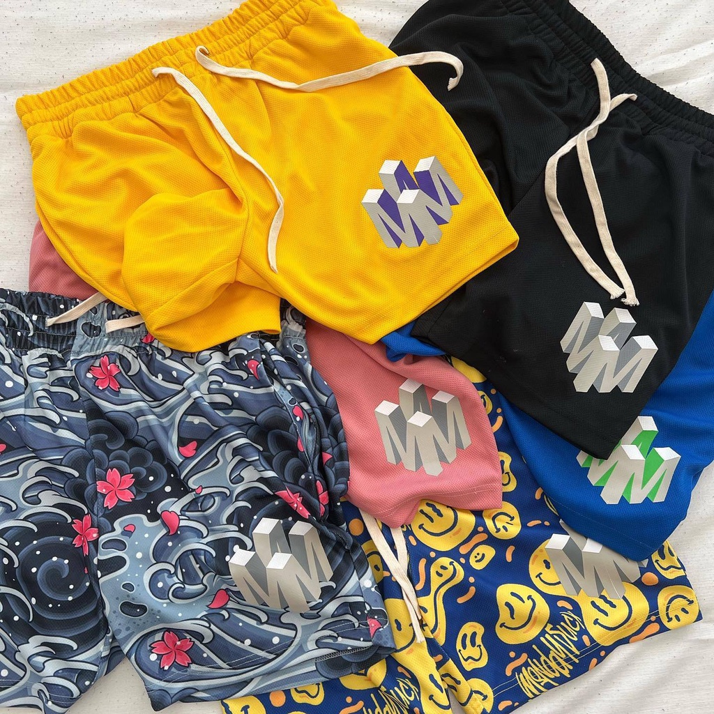 Quần Short Thể Thao Phối Lưới Thoáng Khí Thời Trang Đường Phố Cho Nam