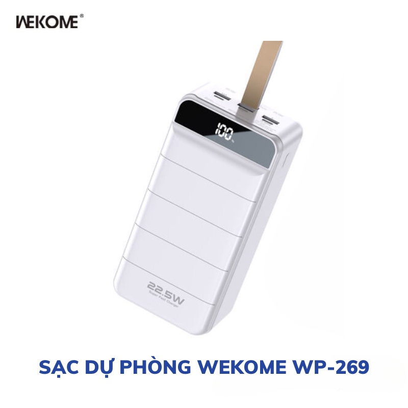 Sạc Dự Phòng WEKOME WP-269 Dung Lượng 60000mAh Sạc Đồng Thời 4 Thiết Bị