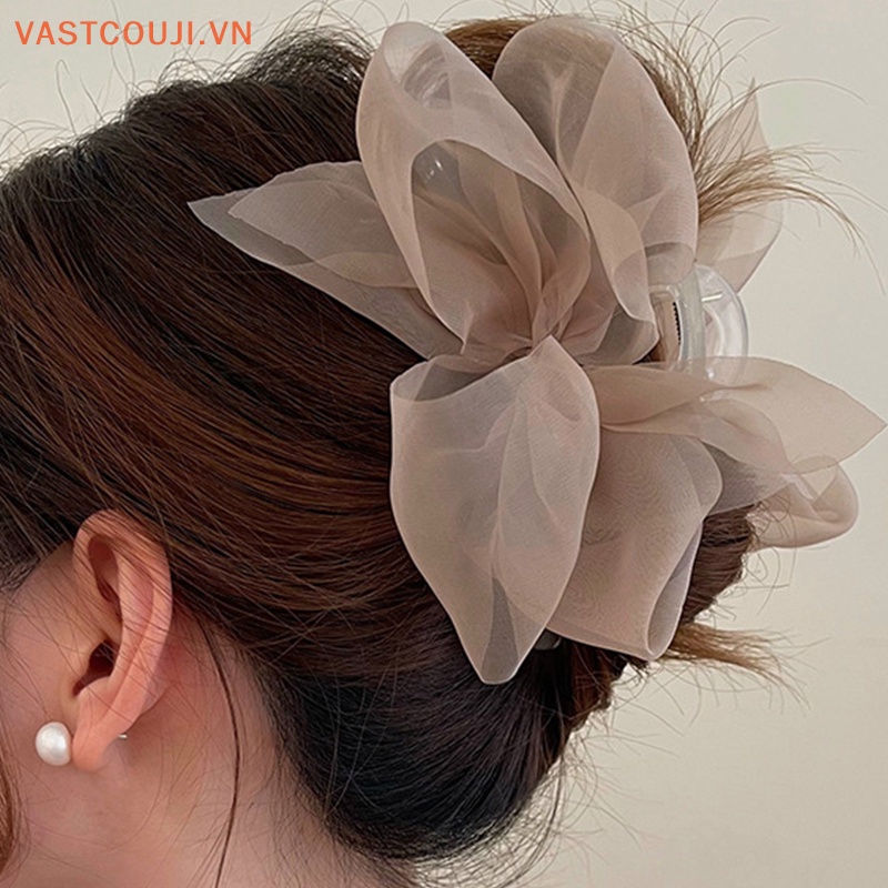 Kẹp Tóc Đính Nơ Lưới Thời Trang Nữ Tính