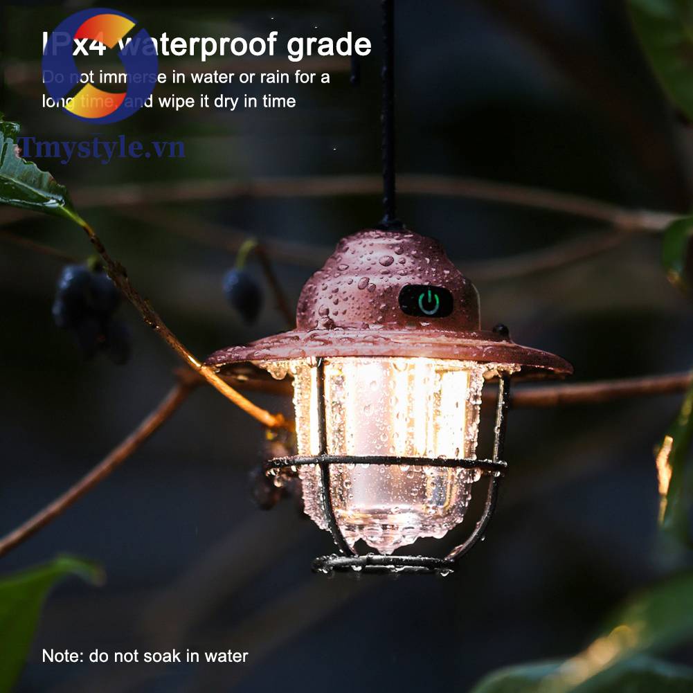 Đèn LED Cắm Trại 2000mAh IPX4 Sạc USB Phong Cách Vintage