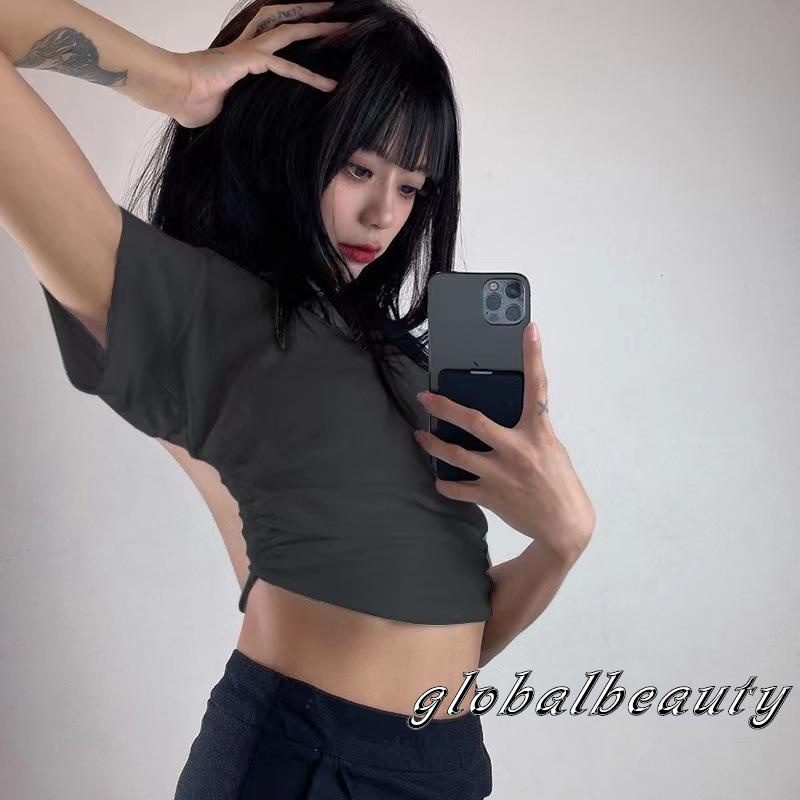 Áo Thun Crop Top Tay Ngắn Màu Sắc Đơn Giản Thời Trang Mùa Hè Dành Cho Nữ