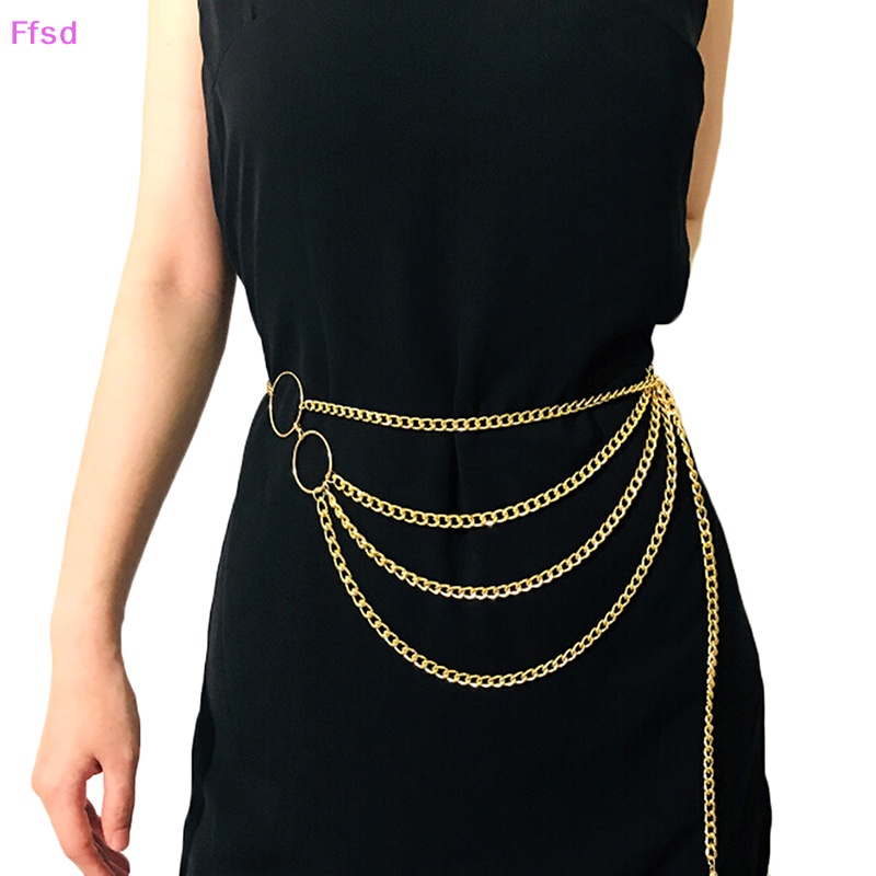 {Ffsd} Thắt Lưng Dây Xích Kim Loại Retro Mặt Đồng Xu Ch Eo Cao * Bán Chạy Cho Nữ