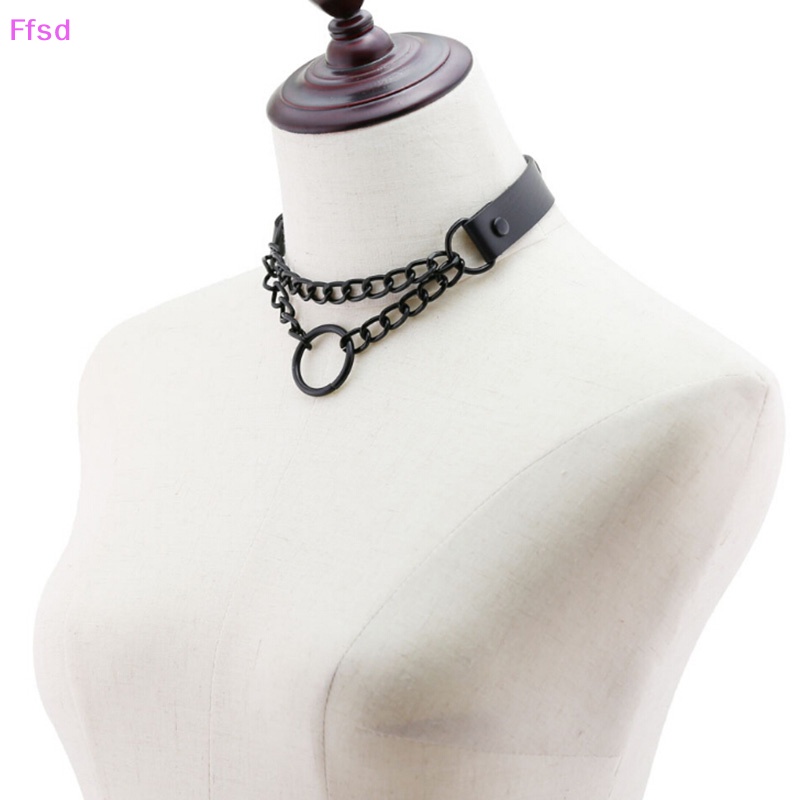 Vòng Cổ Choker Bằng Da Màu Đen Phong Cách Gothic Punk