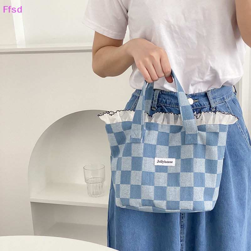 {Ffsd} Túi Xách Vải Canvas Màu Trơn Họa Tiết Ngựa Vằn Phối Ren Lá Sen Sức Chứa Lớn Sáng Tạo Đẹp Mắt Thời Trang * Bán Chạy Cho Nữ