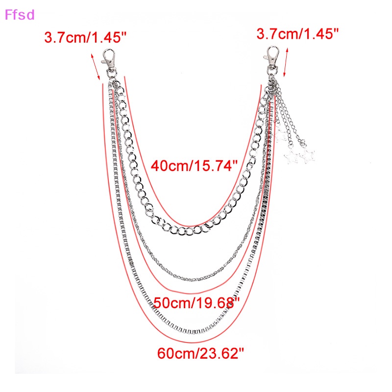 {Ffsd} Dây Xích Kim Loại 3 Lớp Dạng Móc Khóa Quần Jean Phong Cách Gothic Punk Hiphop Dành Cho Nữ * Hàng Bán Chạy