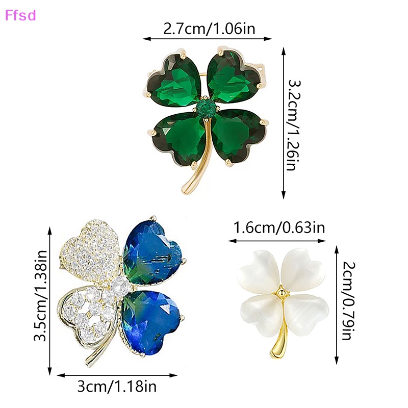 {Ffsd} Ghim Cài Áo Cố Định Bốn Lá May Mắn Retro Zircon Sáng Bóng Chống Rơi Vỡ Làm Quà Tặng Trang Sức Đầm Cưới Cho Nữ * Hàng Bán Chạy