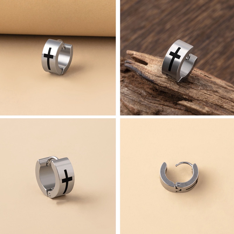 1 Khuyên Tai Hình Thánh Giá Bằng Thép Không Gỉ
