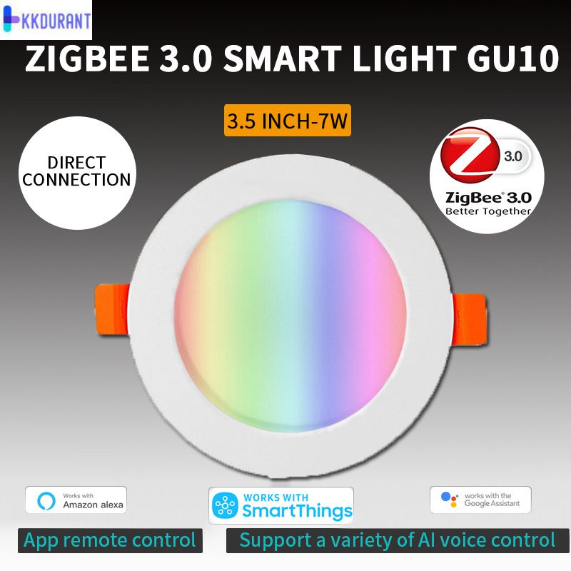 Mới Tuya Zigbee 3.0 Đèn Downlight Thông Minh 3.5 Inch 7w Đèn Led Âm Trần Hiển Thị Ánh Sáng Ba Màu Ứng Dụng Điện Thoại Thông Minh Hỗ Trợ Điều Khiển Từ Xa Điều Khiển Bằng Giọng Nói KKDURANT