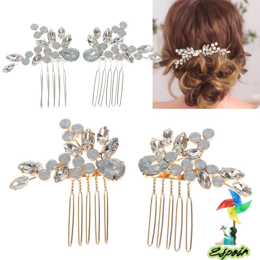 ESPO Bộ 2 Lược Cài Tóc Cô Dâu Đính Đá Sang Trọng