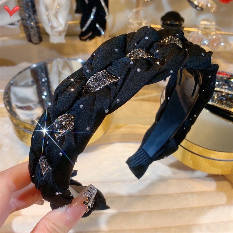 Băng Đô Cài Tóc Dạng Dây Xích Đan Bằng Tay Đính Đá Lấp Lánh Thời Trang Cho Nữ RYVN