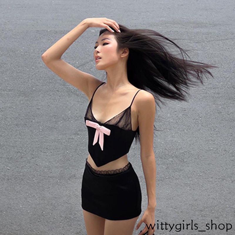 Cửa Hàng Wittygirls_ Shop | Đầm Lưới Cổ V Không Tay Thiết Kế Mới Quyến Rũ Thời Trang Mùa Hè Dành Cho Nữ