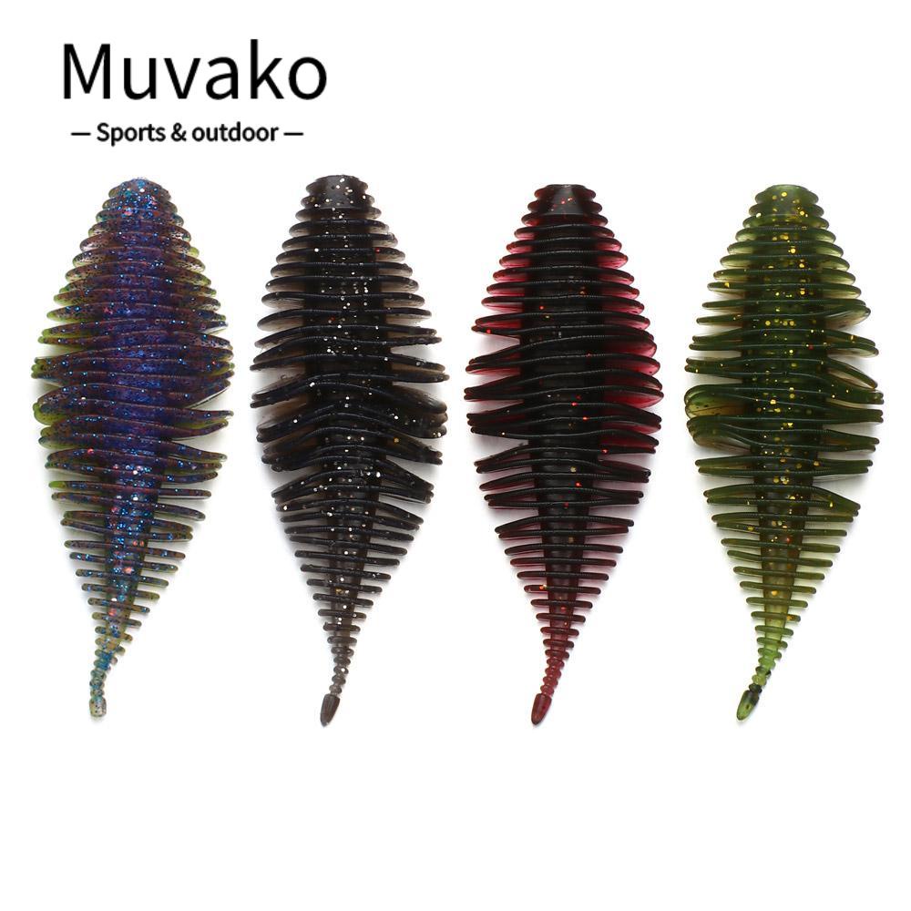 MUVAKO Bộ 6 Mồi Câu Cá Silicone Hình Giun Mềm 7.4mm 5.3g