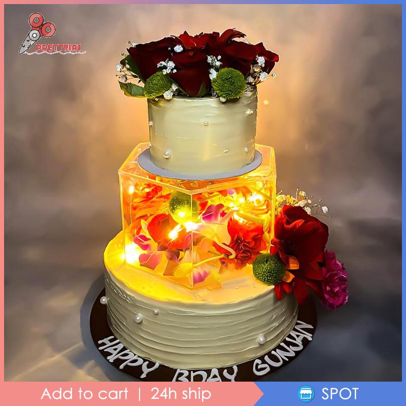 Giá Đỡ Trưng Bày Bánh Kem Hình Lục Giác Bằng Acrylic Trong Suốt