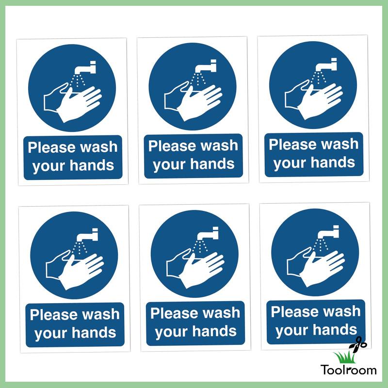 Bộ 6 Miếng Dán Biển Báo Rửa Tay Cho Nhà Vệ Sinh