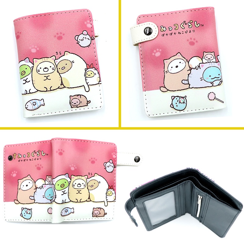 Danganronpa monokuma ví pu ngắn dễ thương nhân vật anime ví có túi đựng tiền xu in đầy màu sắc