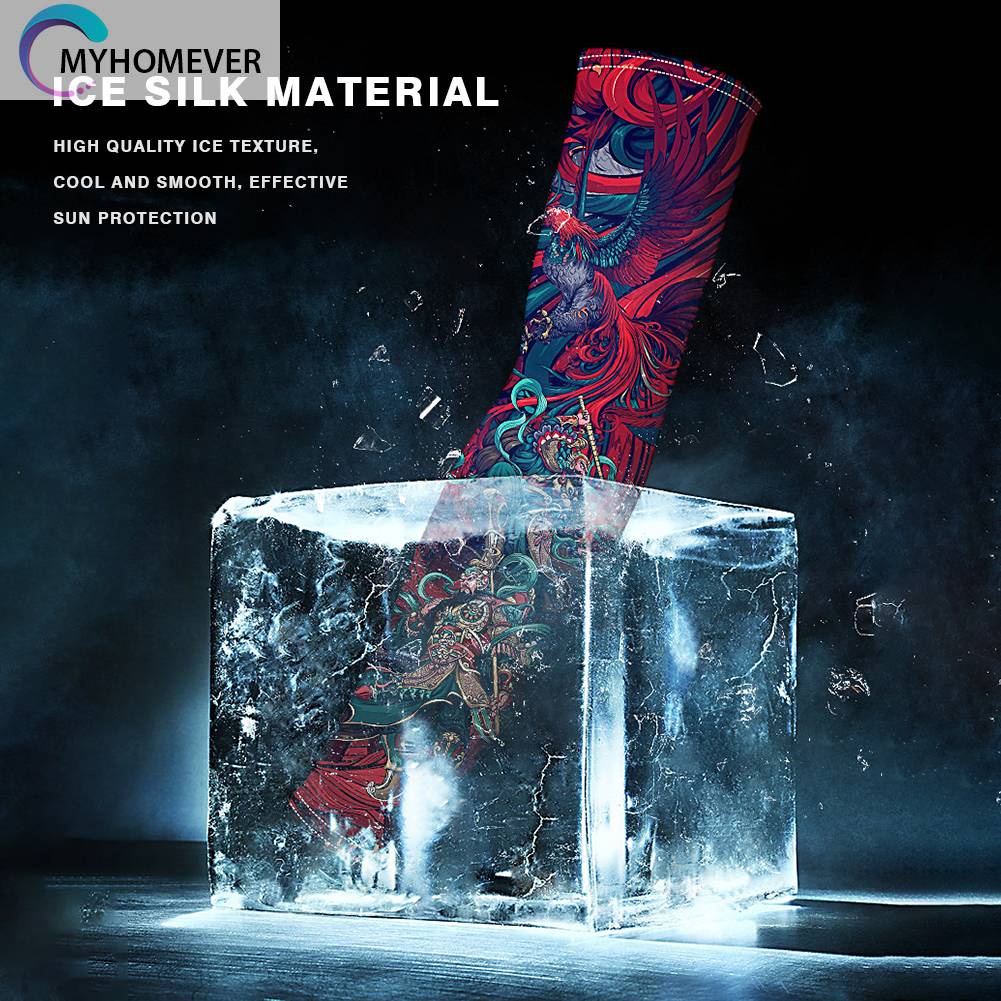 Vỏ Bọc Cánh Tay Hình Xăm Bằng Lụa Lạnh Gọn Nhẹ Di Động Cho Hoạt Động Thể Thao Ngoài Trời