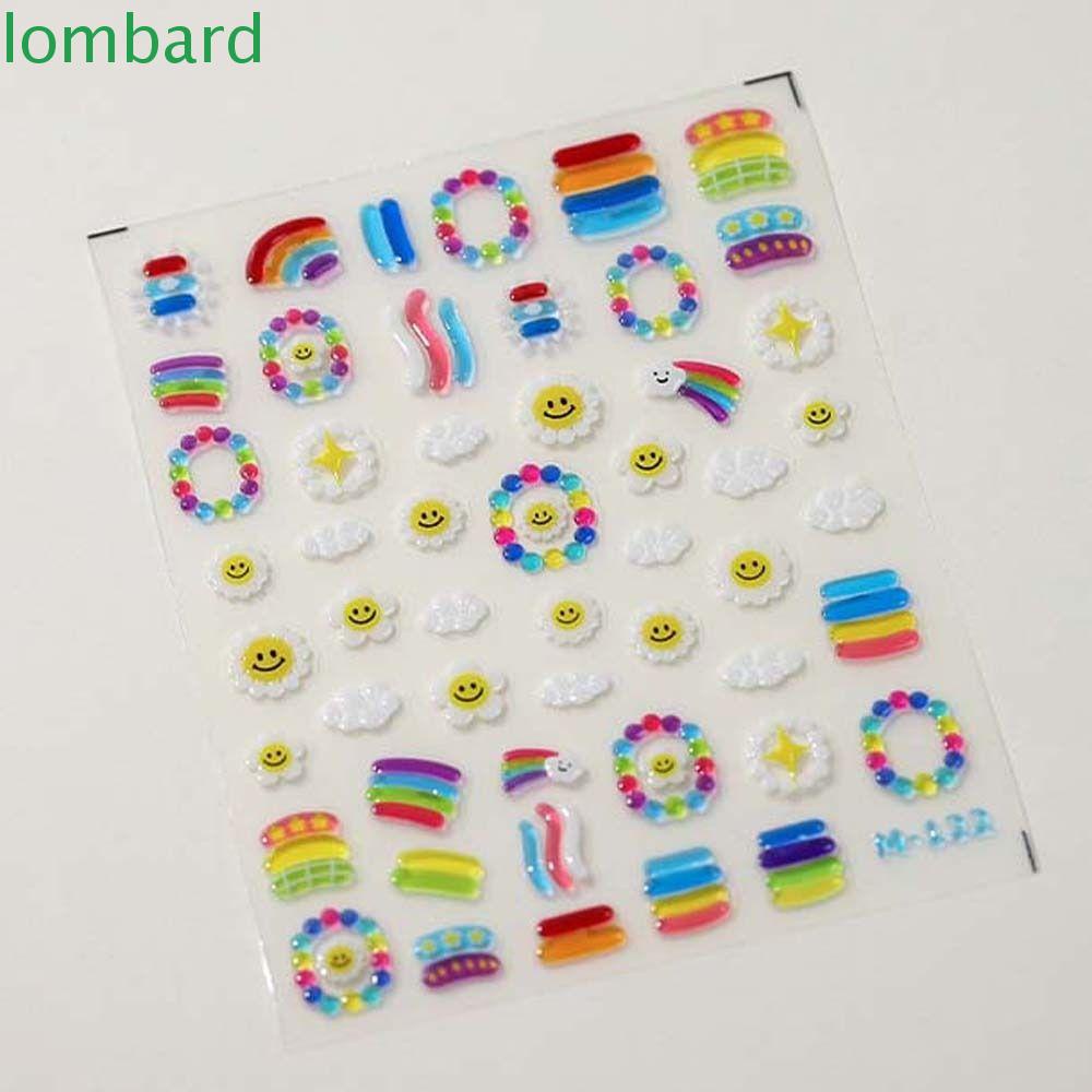 LOMBARD Miếng Dán Trang Trí Móng Tay Họa Tiết Thỏ Hoạt Hình Trái Tim Mặt Cười Dễ Thương Dành Cho Nữ