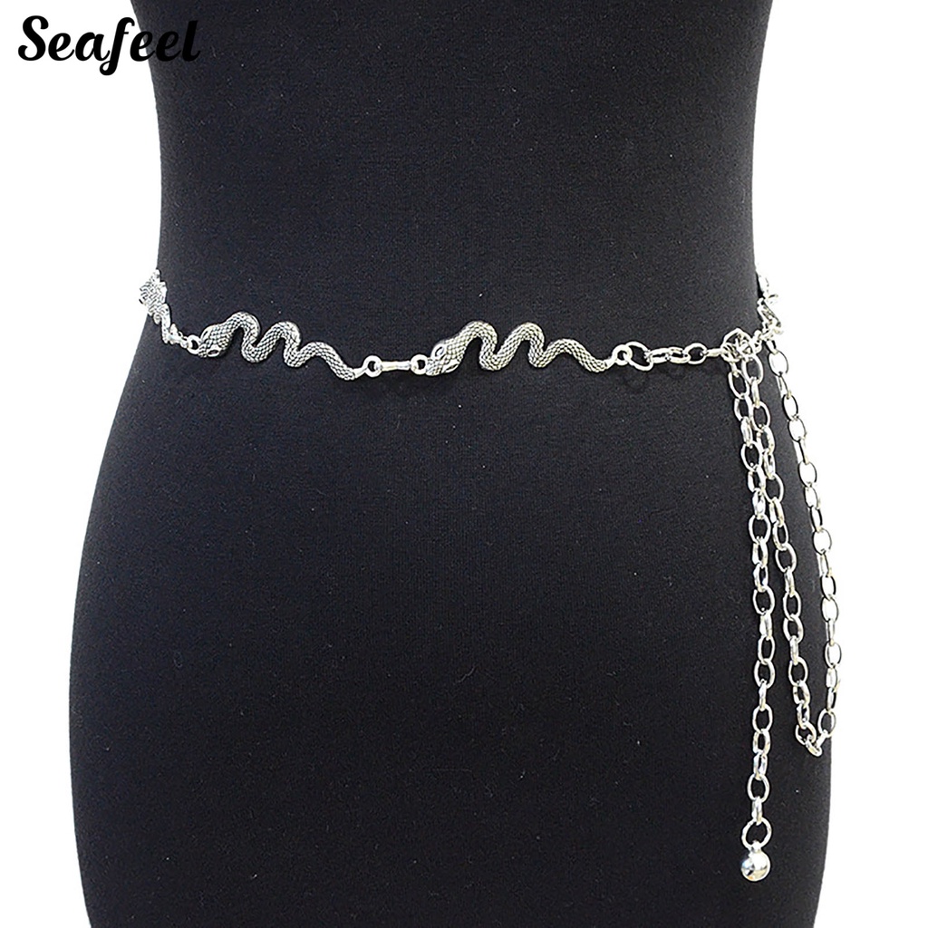 Dây Xích Kim Loại Mạ Bạc Đeo Thắt Lưng Có Thể Điều Chỉnh Cho Nữ