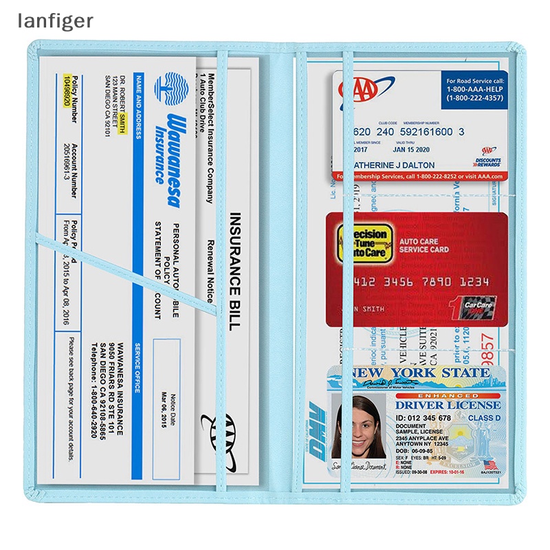 Lanf Ví Đựng Thẻ Bảo Vệ Bằng Lái Xe Hơi Đăng Ký Tự Động EN